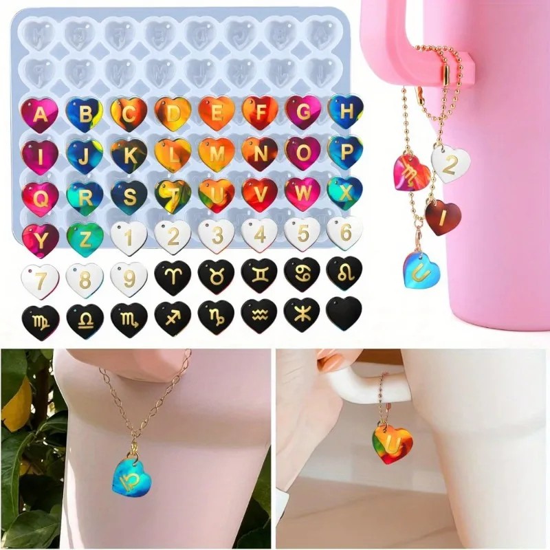 Embroidery Charm - 1 ชิ้น DIY แม่พิมพ์เรซินอีพ็อกซี่ตัวอักษรตัวเลขผีเสื้อกลุ่มดาวจี้เสน่ห์สร้อยข้อมือ