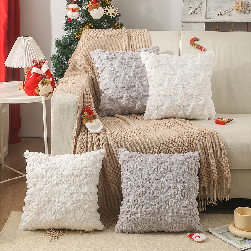 Embroidery Xmas Decorations - 45x45 ซม.คริสต์มาสเกล็ดหิมะเย็บปักถักร้อยเบาะรองนั่งหรูหราปัก Xmas Tree หมอน Holiday