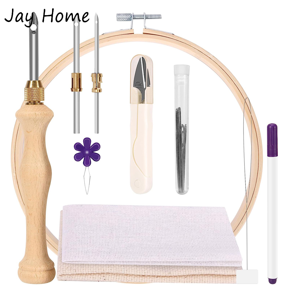 Stitch Marker Ring - Punch Needle Starter Kit พร้อมห่วงเย็บปักถักร้อยเข็มปรับได้ Punch