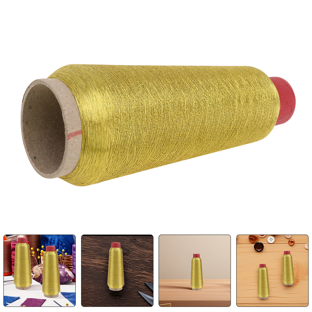 Embroidery Stitches - ด้ายเย็บผ้าสีทองเมทัลลิกคุณภาพพรีเมียม 2 ม้วน สำหรับงานปักจักรเย็บผ้า งานฝีมือ งานครอสสติช