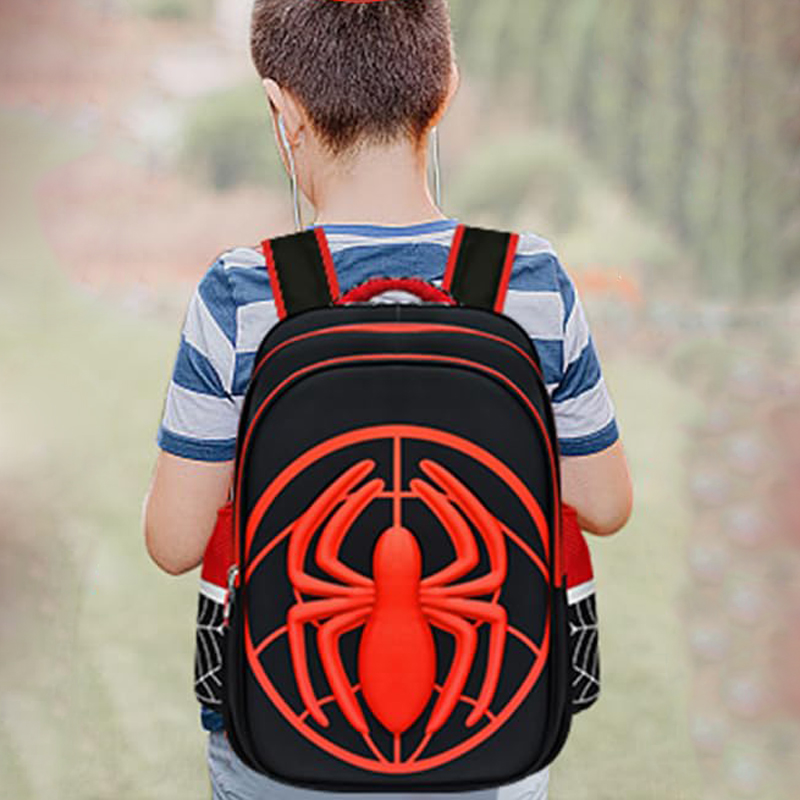 Printed Embroidery Kit - แฟชั่นเด็กกระเป๋าเป้สะพายหลังเด็กโรงเรียนกระเป๋าสีแดงและสีดํารูปแบบแมงมุมกระเป๋าเป้สะพายหลังดินสอชุดเด็กผู้หญิงกระเป๋าบูติก