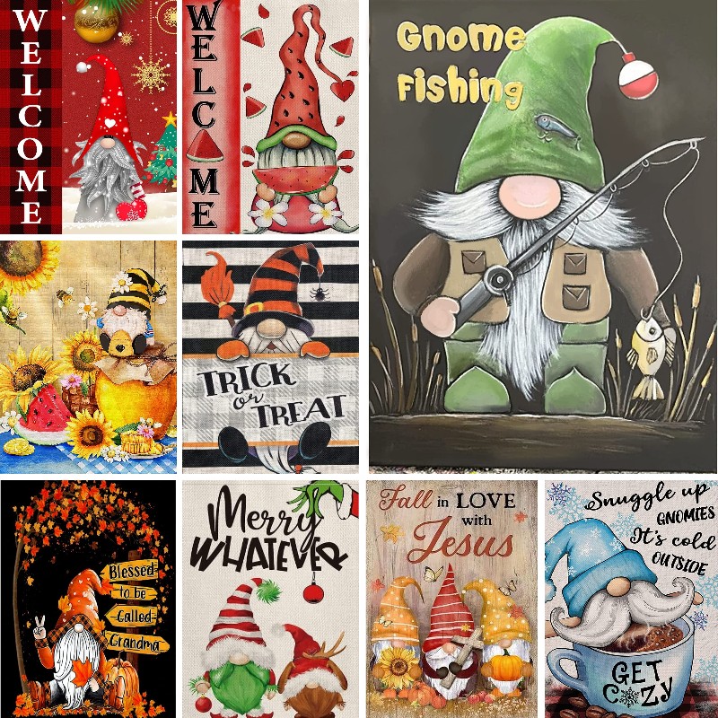 Embroidery Xmas Decorations - 5D DIY ยินดีต้อนรับฤดูใบไม้ร่วง Xmas Gnome เพชรภาพวาดสินค้าใหม่เต็มเจาะเย็บปักถักร้อยภาพศิลปะโมเสคของ