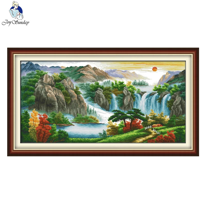 Embroidery Artist - Aida ชุดงานปักครอสติชปัก11CT 16/14/ชุดศิลปะหัตถกรรมภูเขาสูงพิมพ์ลายนับผ้าใบสไตล์จีน