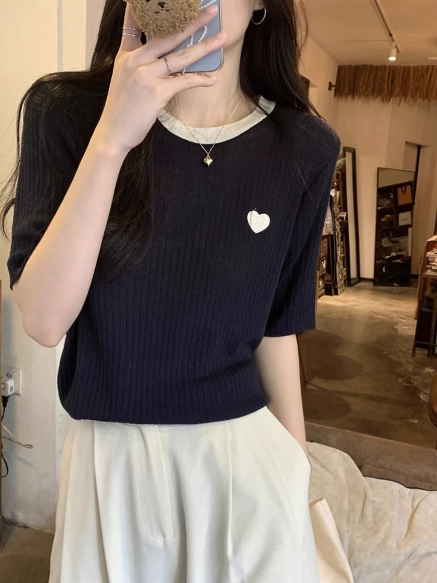 เสื้อยืดแขนสั้นผู้หญิงฤดูร้อนห - Embroidery Design Love บทวิจารณ์และราคา