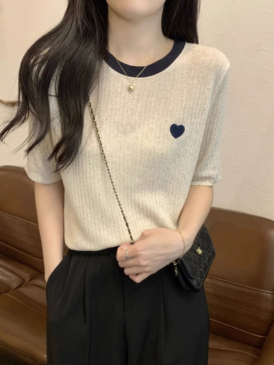 เสื้อยืดแขนสั้นผู้หญิงฤดูร้อนห - Embroidery Design Love บทวิจารณ์และราคา