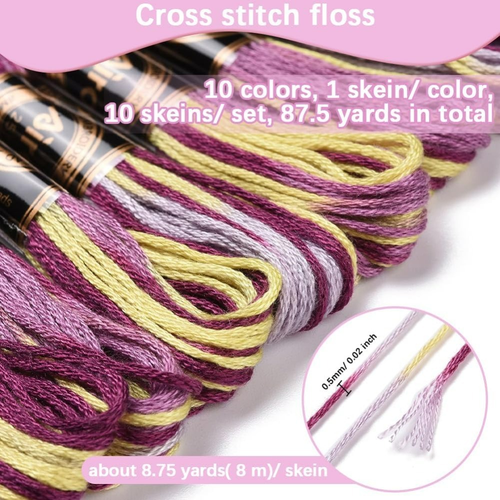 6 Strands สีม่วง Variegated เย - Embroidery Stitches บทวิจารณ์และราคา