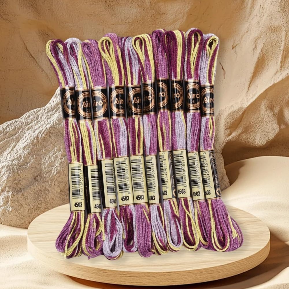 6 Strands สีม่วง Variegated เย - Embroidery Stitches บทวิจารณ์และราคา