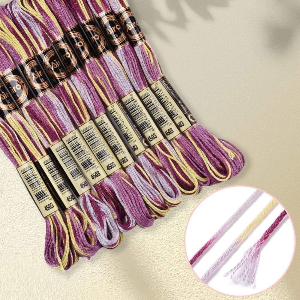 6 Strands สีม่วง Variegated เย - Embroidery Stitches บทวิจารณ์และราคา