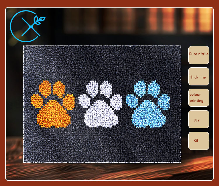 Black Cat latch hook kit พรมผ้ - Printed Embroidery Kit บทวิจารณ์และราคา