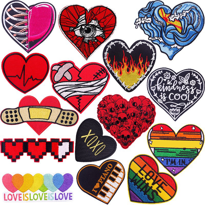 Designer Punk Love Heart Iron- - Embroidery Design Love บทวิจารณ์และราคา