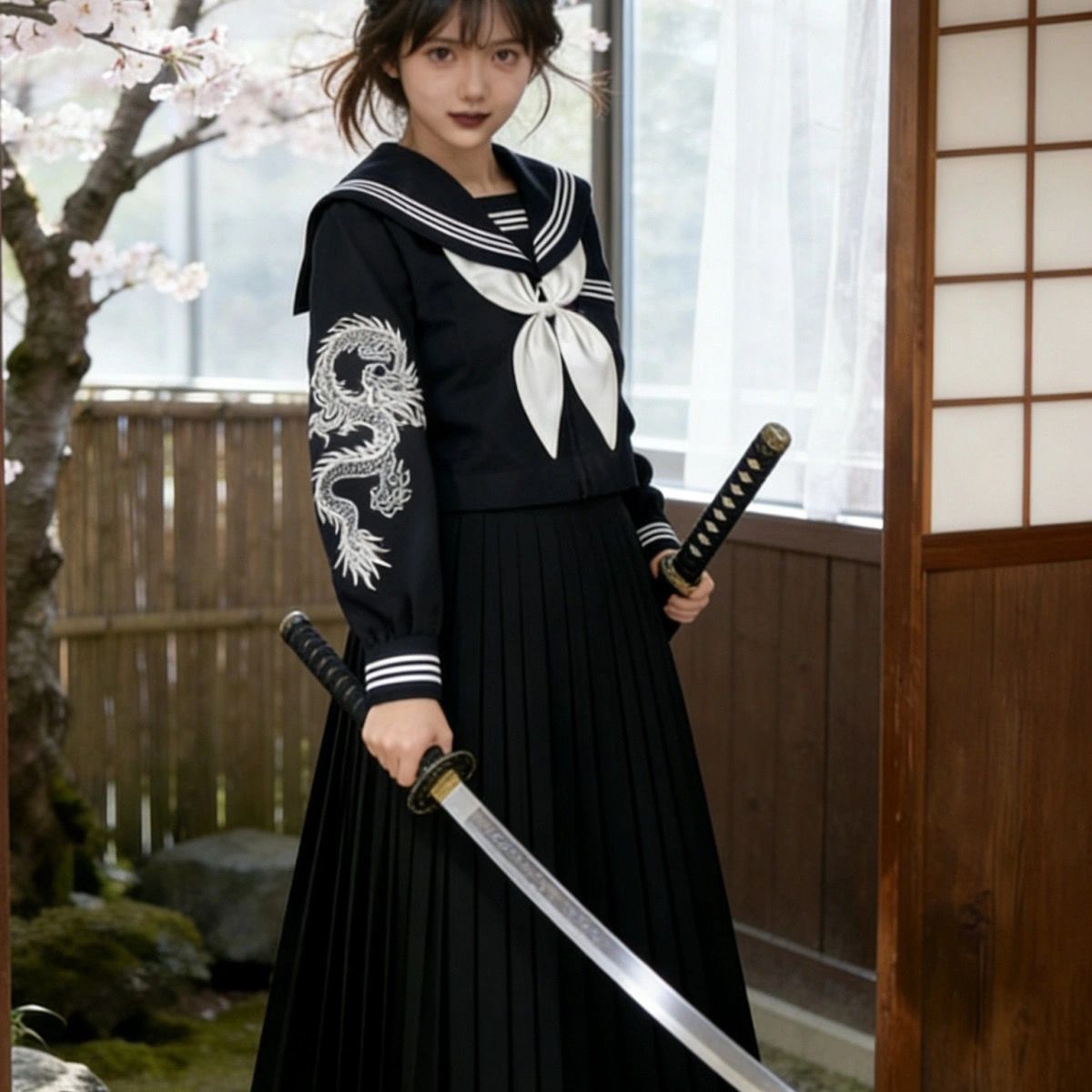 ชุดนักเรียนสไตล์ญี่ปุ่นแนวดาร์ - Embroidery Uniform บทวิจารณ์และราคา