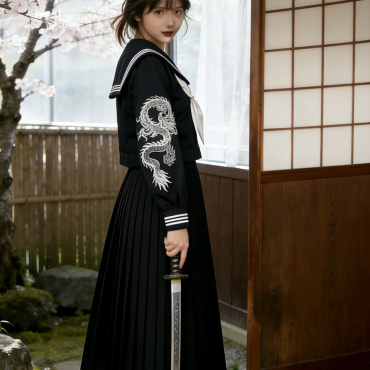 ชุดนักเรียนสไตล์ญี่ปุ่นแนวดาร์ - Embroidery Uniform บทวิจารณ์และราคา