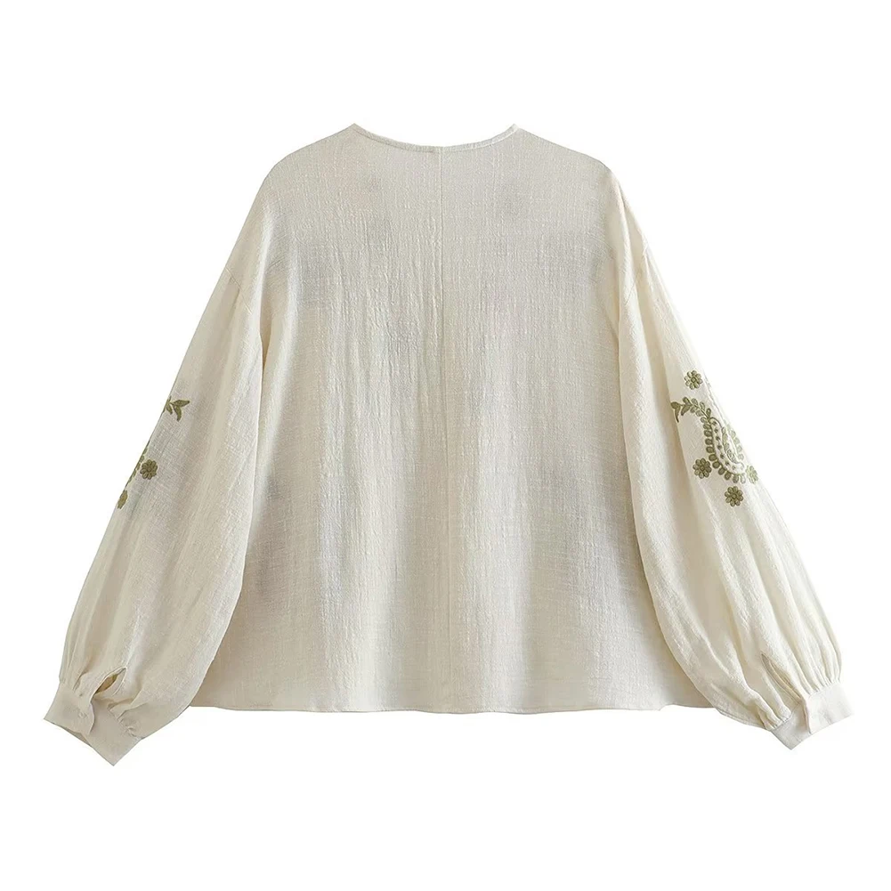 สตรีใหม่หลวมผ้าฝ้ายเย็บปักถักร - Embroidery On Shirt บทวิจารณ์และราคา