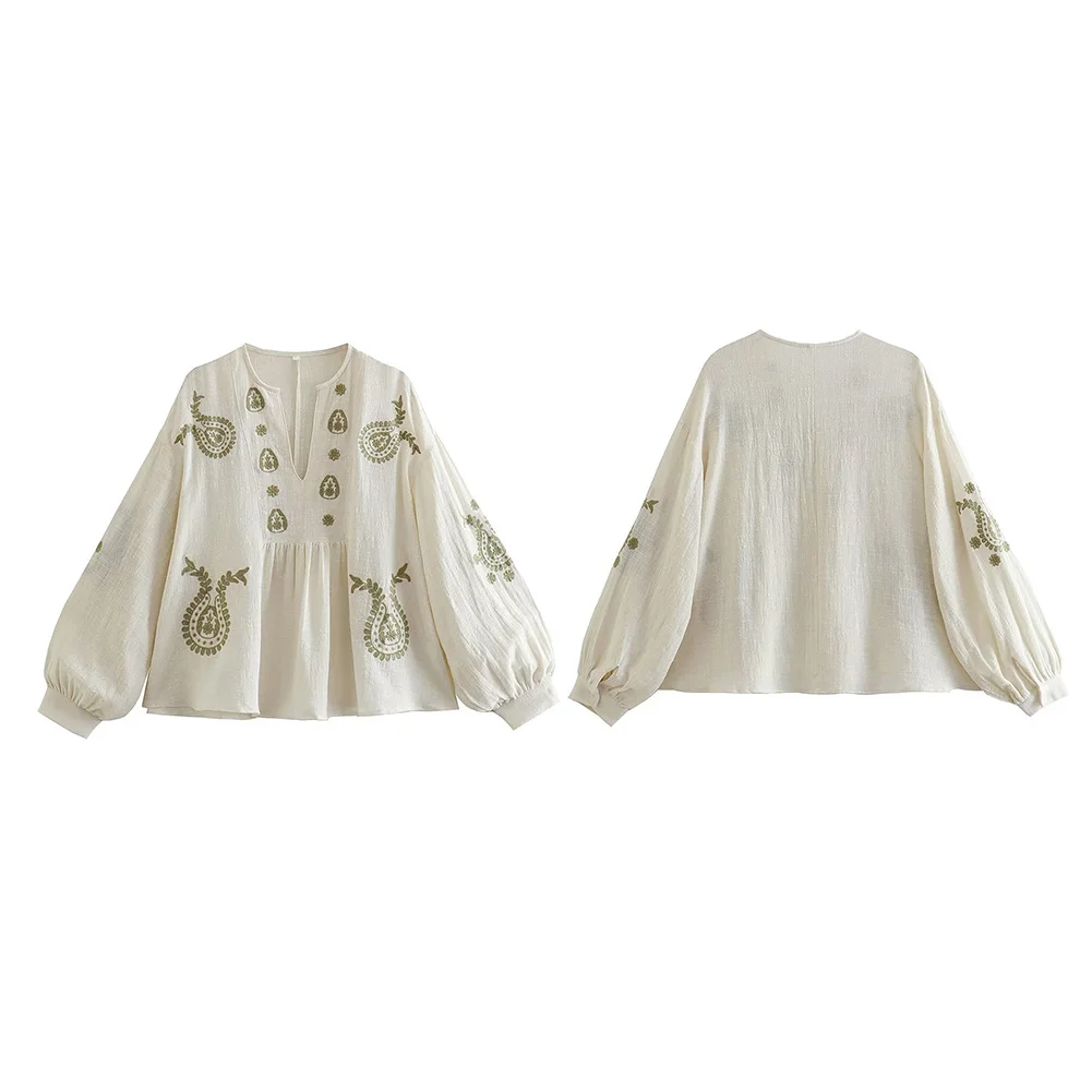 สตรีใหม่หลวมผ้าฝ้ายเย็บปักถักร - Embroidery On Shirt บทวิจารณ์และราคา