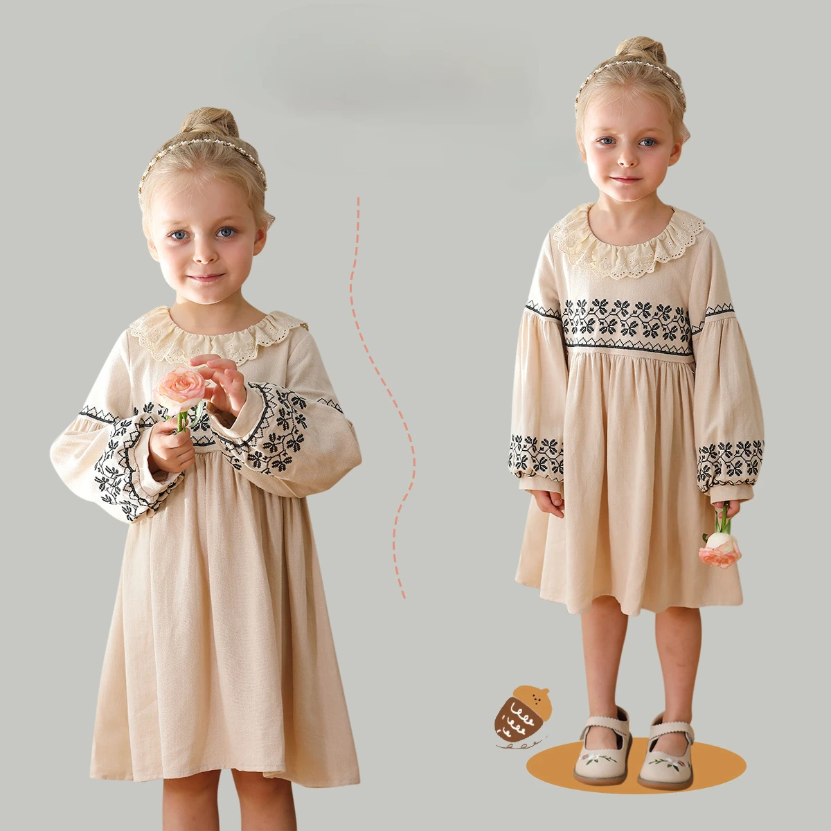 ชุดเดรสแขนยาวของเด็กผ้าฝ้ายและ - Embroidery Artist บทวิจารณ์และราคา