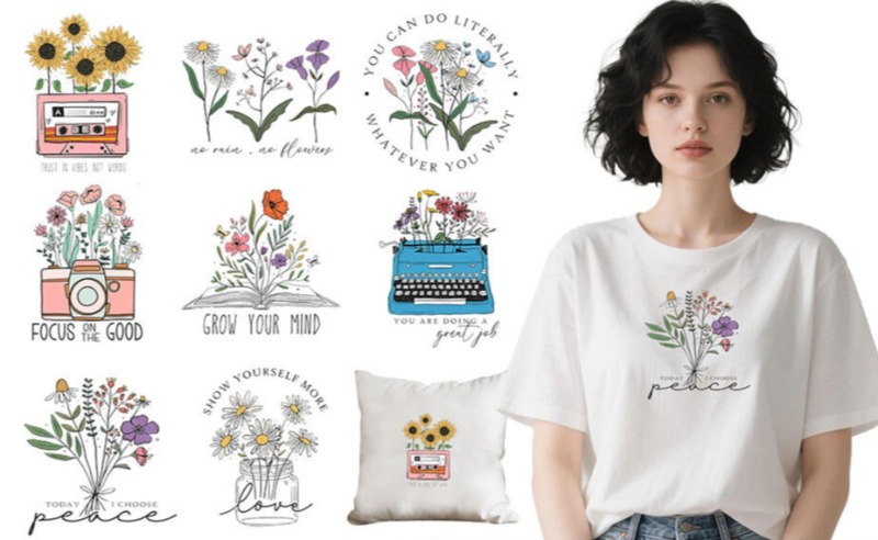 สติกเกอร์ลายการ์ตูนดอกไม้สำหรั - Embroidery On Shirt บทวิจารณ์และราคา