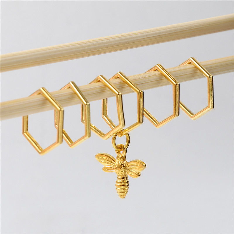 จี้ถักไหมพรมหกเหลี่ยม6ชิ้นมาร์ - Stitch Marker Ring บทวิจารณ์และราคา