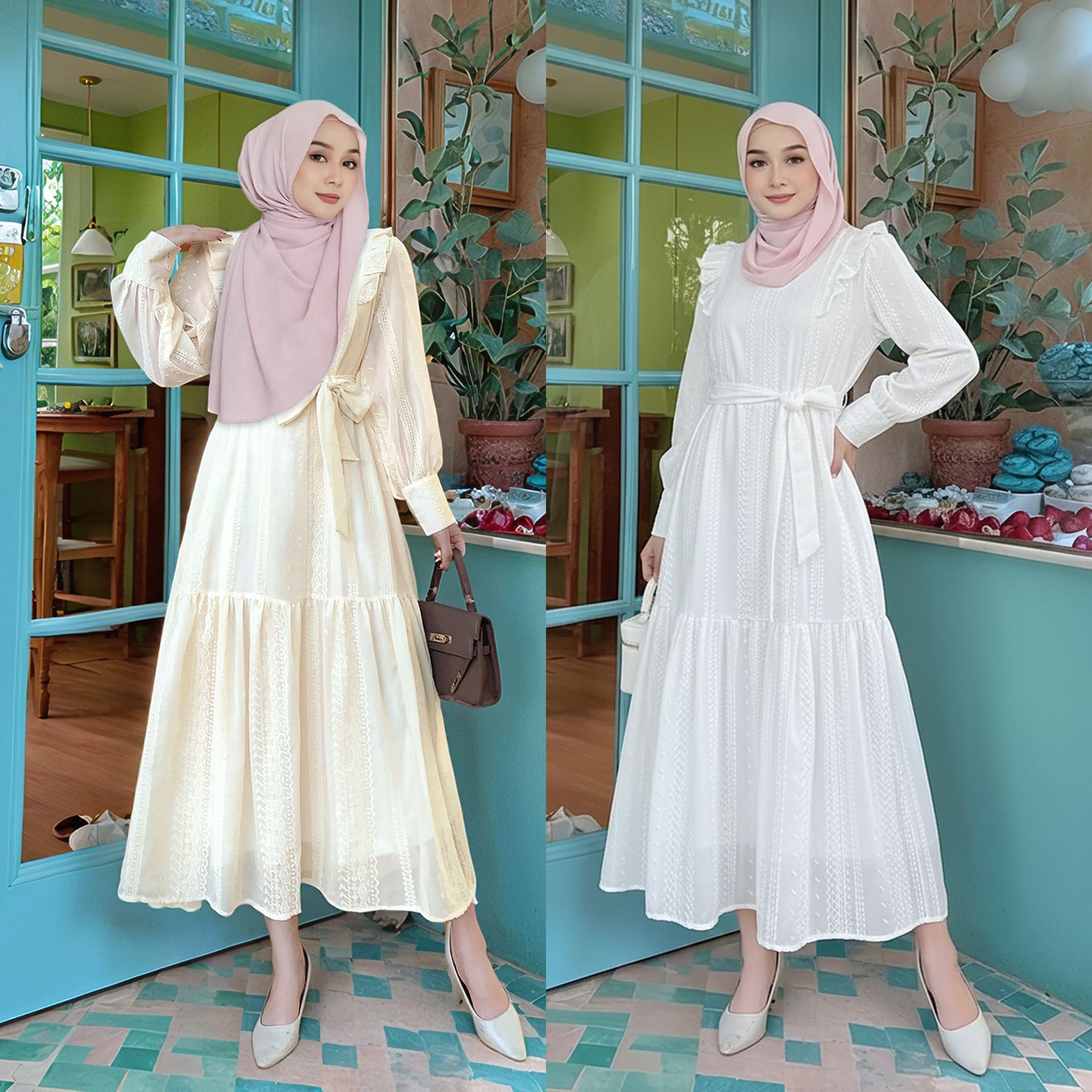 กระโปรงยาวปานกลางสำหรับผู้หญิง - Embroidery In Indonesia บทวิจารณ์และราคา