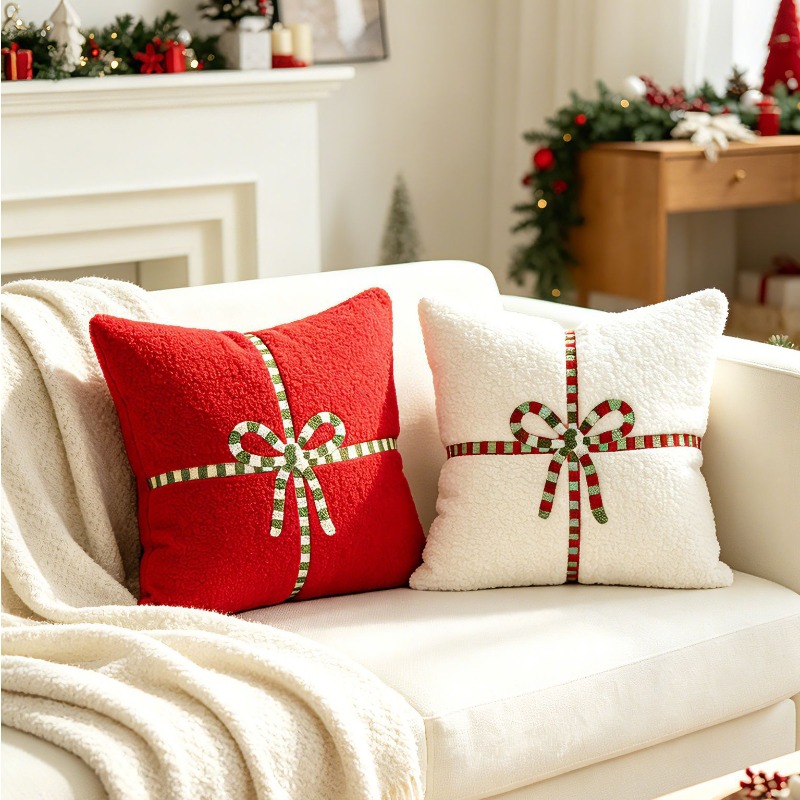 ปลอกหมอนอิงขนแกะลายหมีเท็ดดี้ส - Embroidery Xmas Decorations บทวิจารณ์และราคา