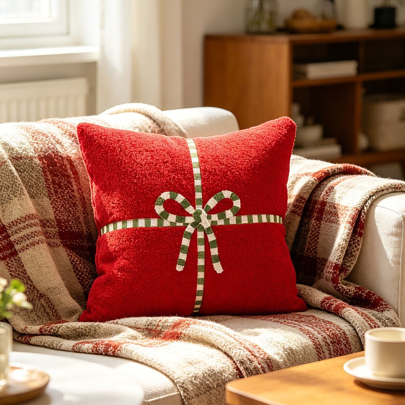 ปลอกหมอนอิงขนแกะลายหมีเท็ดดี้ส - Embroidery Xmas Decorations บทวิจารณ์และราคา