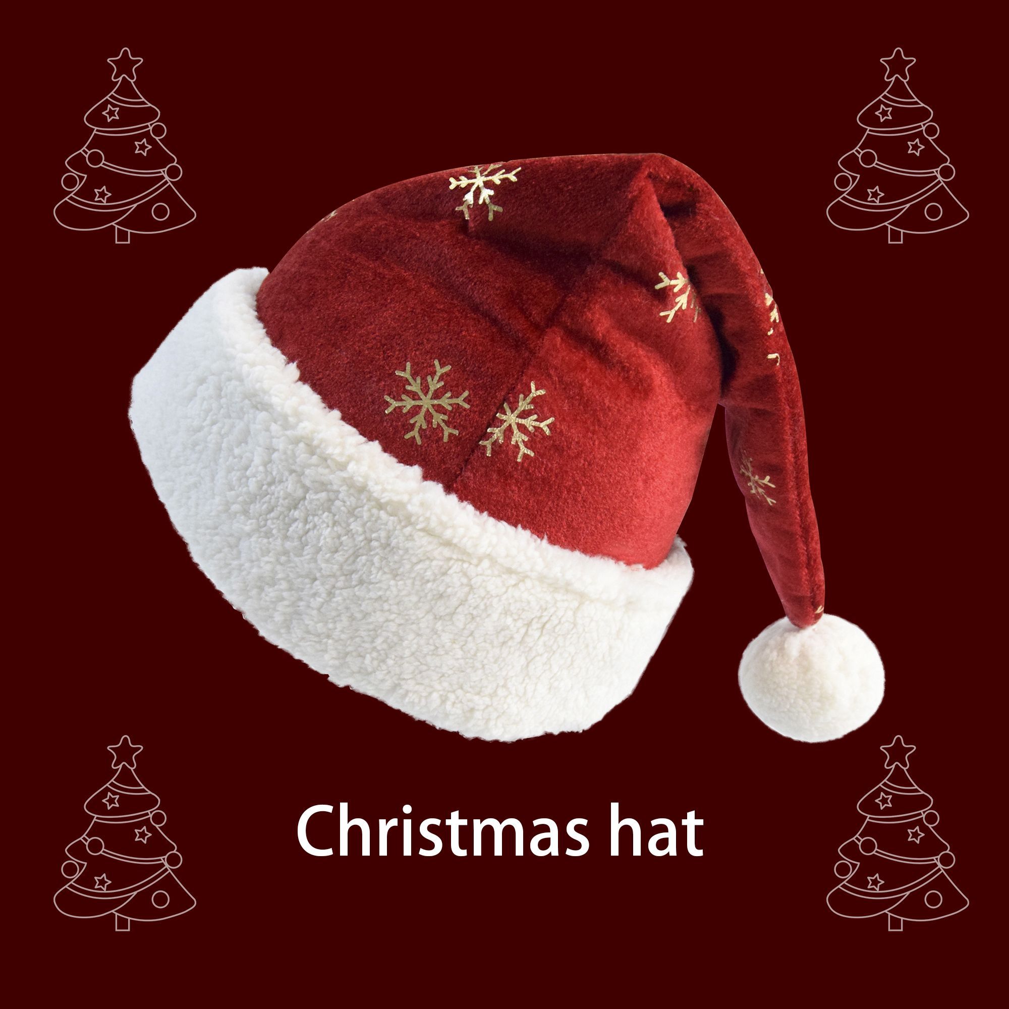 หมวกคริสต์มาสกำมะหยี่สีแดงเบอร - Embroidery Xmas Decorations บทวิจารณ์และราคา