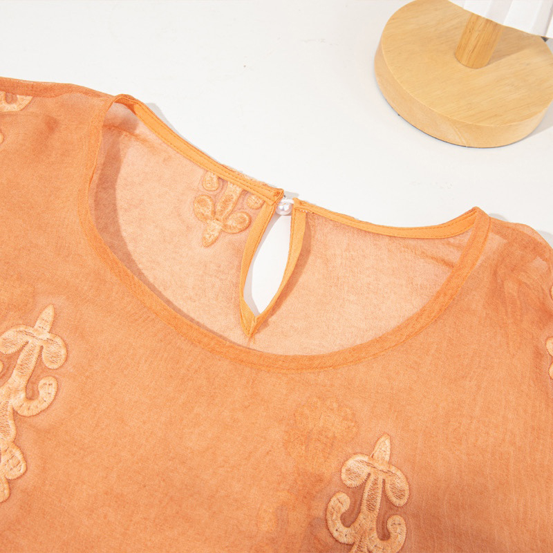 ผ้าไหมหม่อน 100% ผู้หญิงเสื้อแ - Embroidery On Shirt บทวิจารณ์และราคา