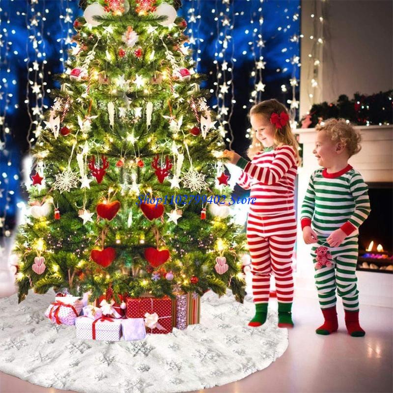 547f สีขาวหรูหรากระโปรงต้นคริส - Embroidery Xmas Decorations บทวิจารณ์และราคา