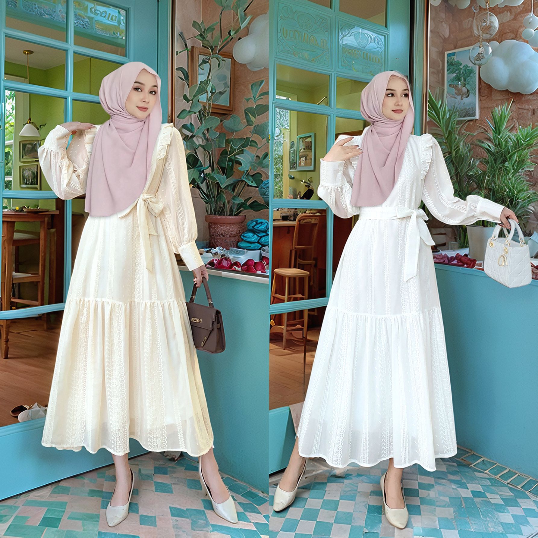 อินโดนีเซียเสื้อผ้าสตรีมุสลิม  - Embroidery In Indonesia บทวิจารณ์และราคา