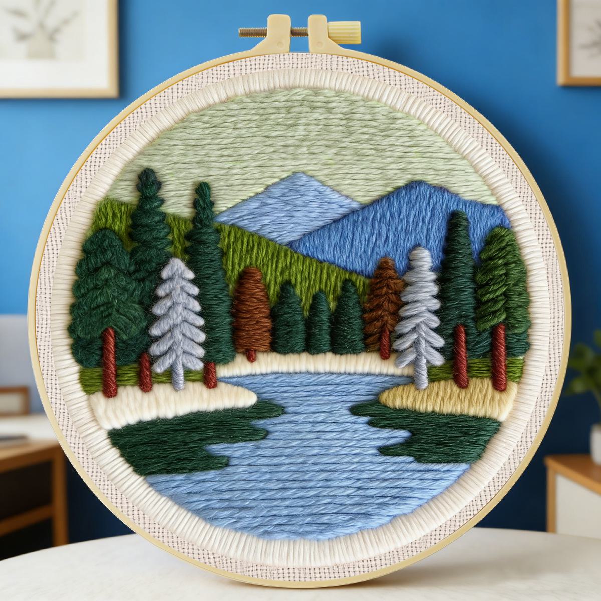 ชุดปักเข็มฉลุลายวิวทิวทัศน์ ขน - Printed Embroidery Kit บทวิจารณ์และราคา