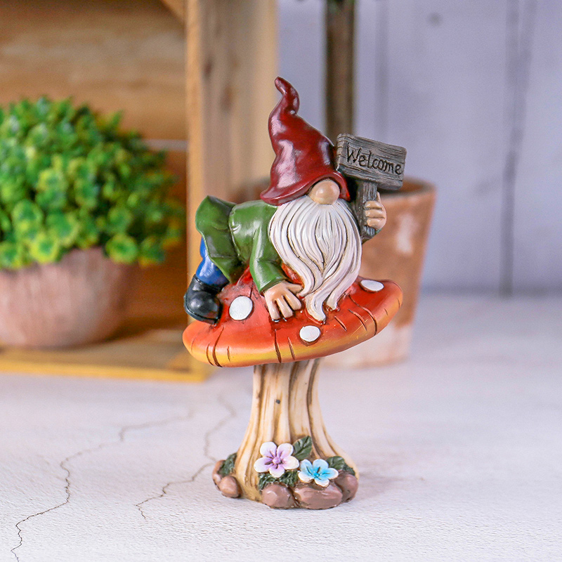 รูปปั้นโนมส์เรซิ่นบนเห็ด ป้ายต - Embroidery Garden บทวิจารณ์และราคา