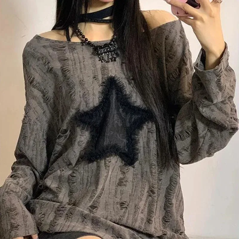 เสื้อยืดพิมพ์ลายดาว Y2K แฟชั่น - Embroidery On Shirt บทวิจารณ์และราคา
