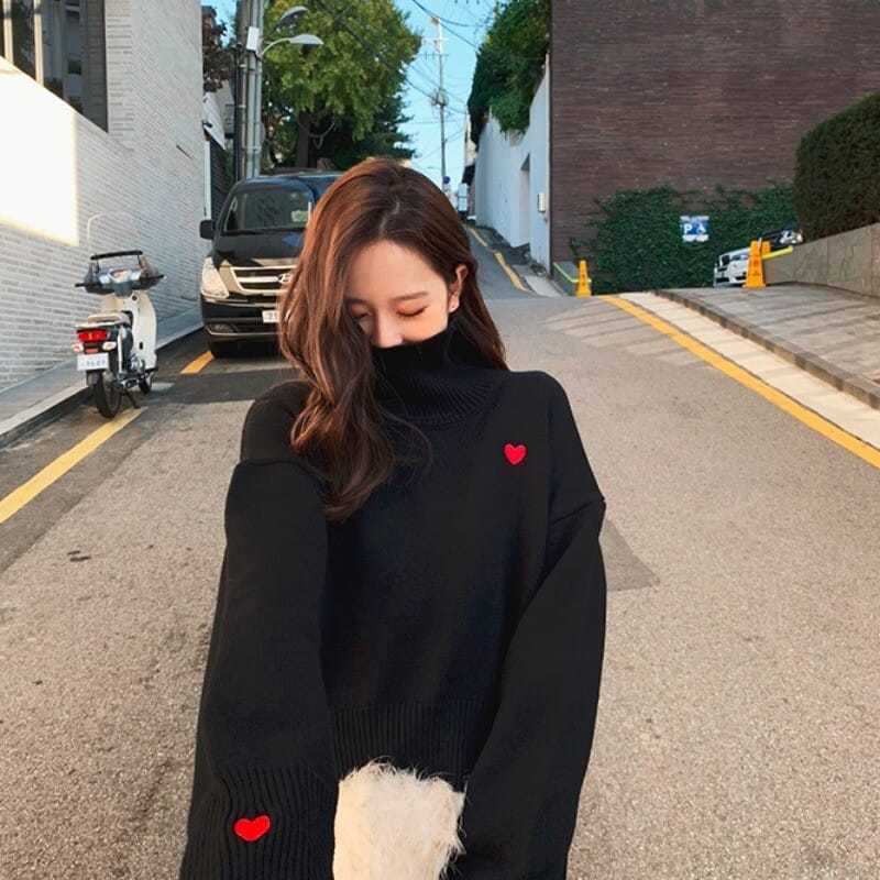 เสื้อคอเต่าผู้หญิงขี้เกียจ COZ - Embroidery Design Love บทวิจารณ์และราคา