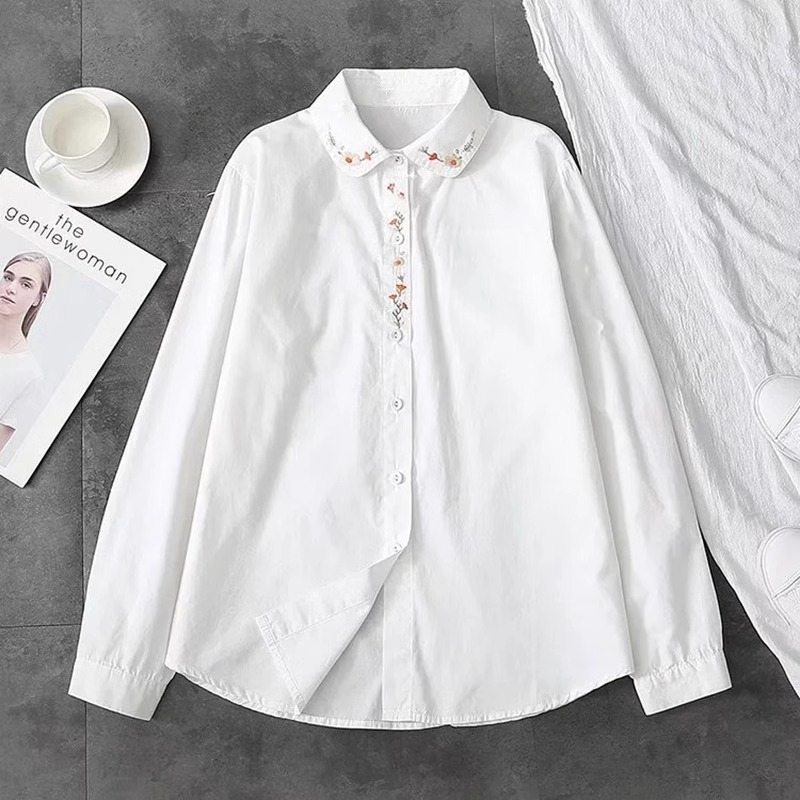 ใหม่ผ้าฝ้ายสีขาวเสื้อผู้หญิงเป - Embroidery On Shirt บทวิจารณ์และราคา