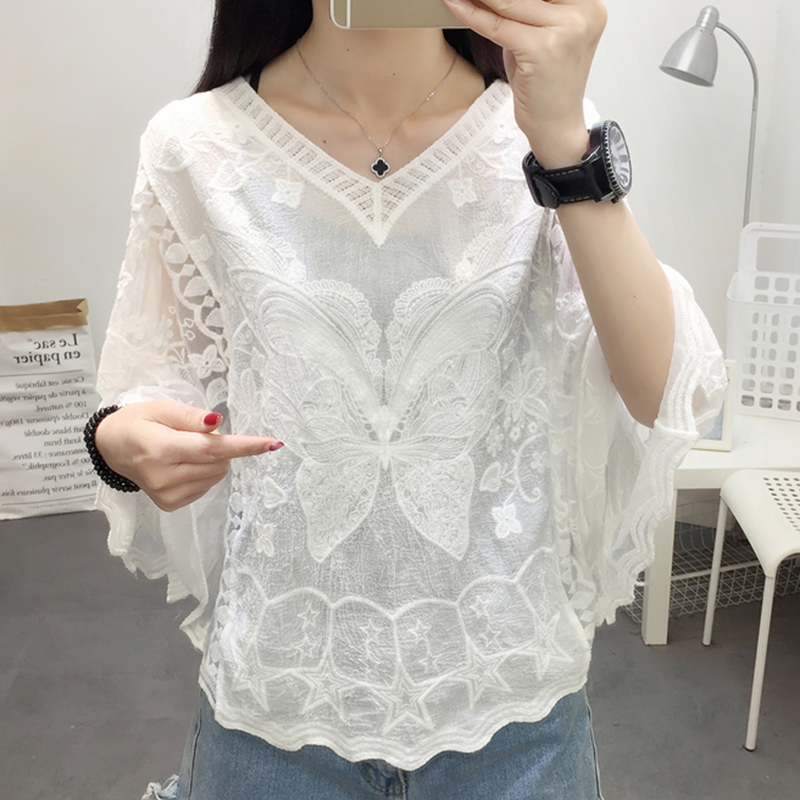 เย็บปักถักร้อยลูกไม้สีขาวเสื้อ - Embroidery On Shirt บทวิจารณ์และราคา